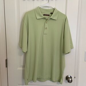 EUC | Cubavera men’s light green‎ horizontally ribbed polo shirt — large
